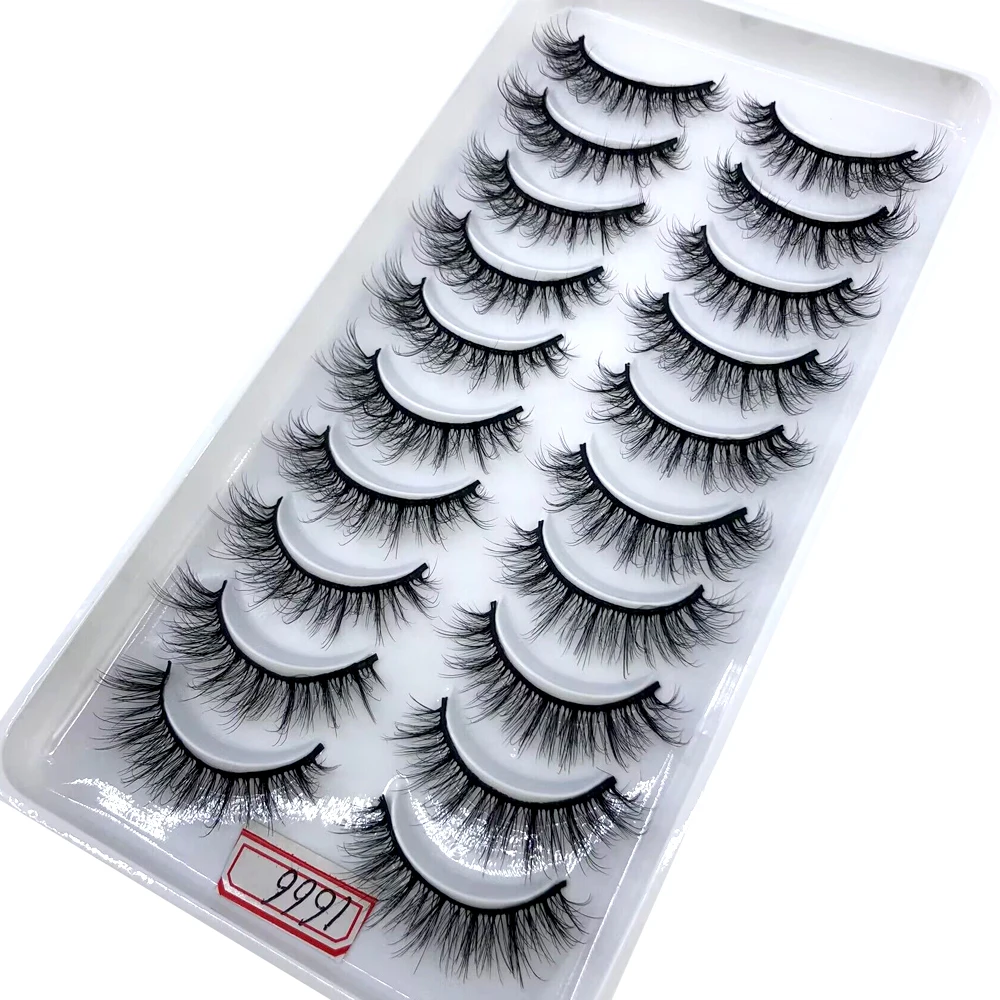 AMSDCN Künstliche Kurze Nerz-Wimpern, Natürlich Dramatische Falsche Wimpern, 10 Paar 3D-Wimpern für Make-up – Detail 30