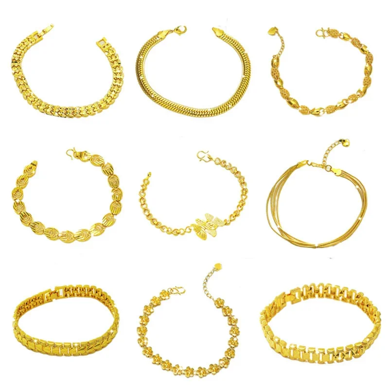 New Fashion Vietnam Sand Gold Bracelet Women's Brass Gold plated Heart shaped Long term Color resistant Jewelry Accessories