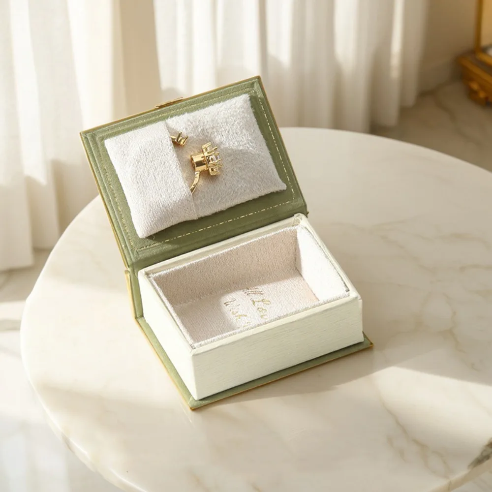 

Small Creative Book Shape Ring Box Flip Lid Magnetic Engagement Ring Case Storage Box Earrings Case Jewelry Packaging Gift Box