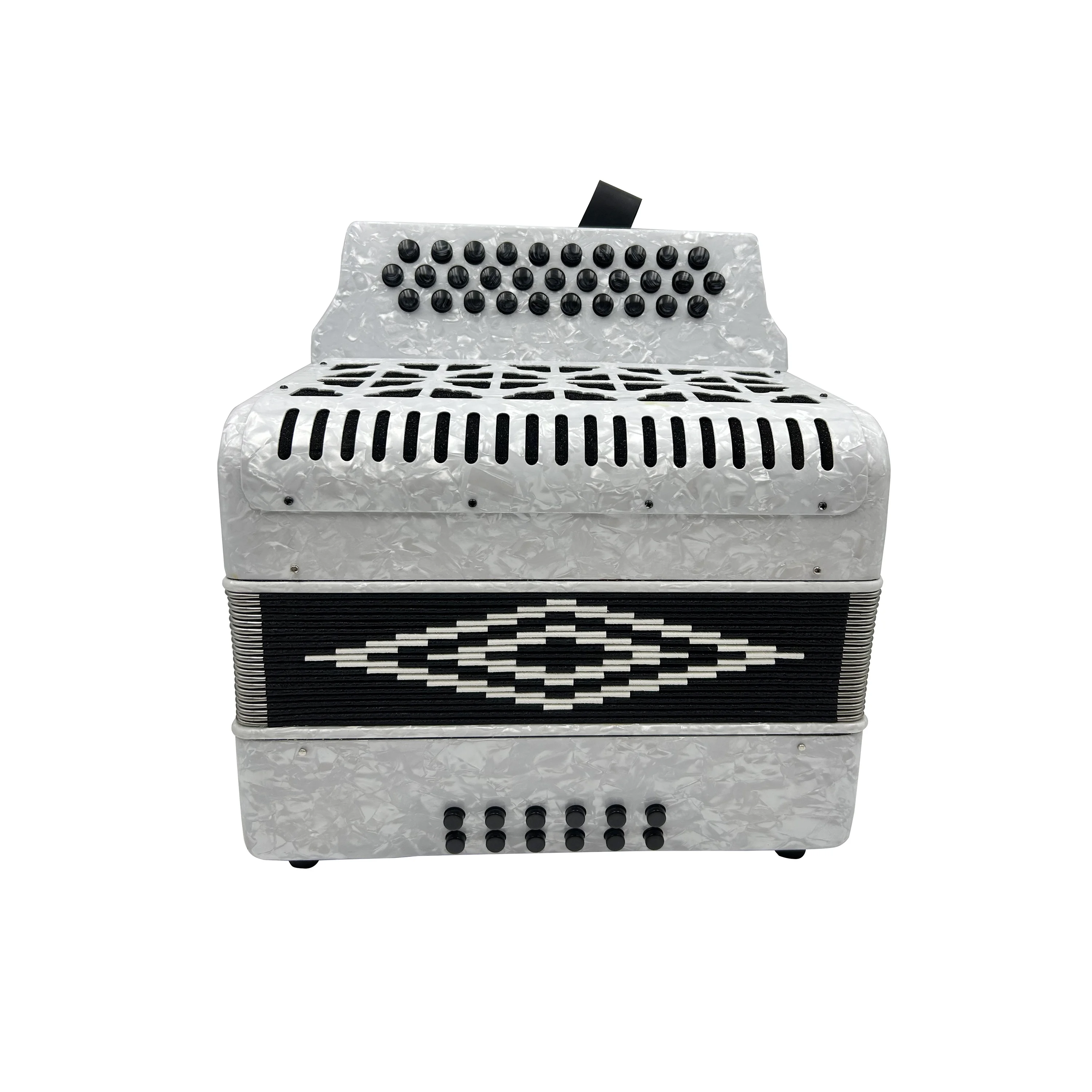 Professional Diatonic Accordion Instrument 31 Buttons 12 Bass Student Button Acordeon JB3112A White Celluloid Black
