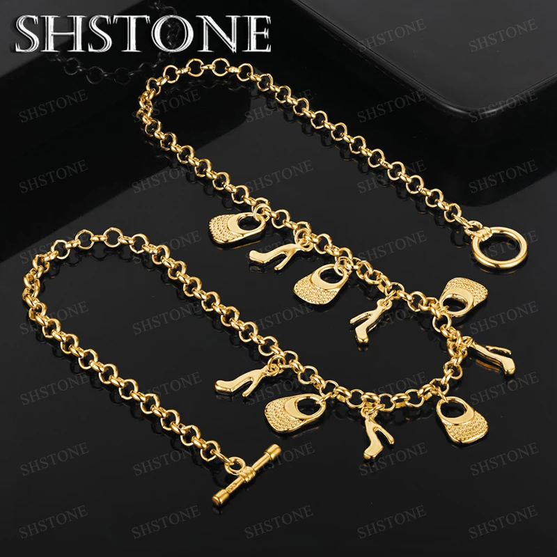

Fashion 45cm 18k Gold Shoe Bag Pendant Necklace High-Quality Creative Design Jewelry Gift For Women Party Birthday Christmas