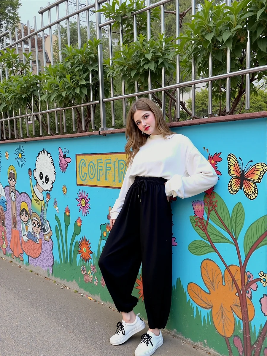 

Свободные брюки-шаровары на шнурке для женщин, летние, весенние, в стиле хип-хоп, для тренировок, бега, спорта