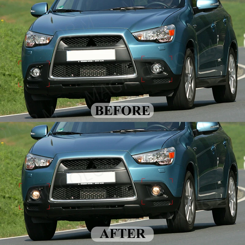 For Mitsubishi ASX 2011 2012 2013 LED Fog Light Lamp Headlights Halogen Cover Hood Frame Bezel Waterproof Car Accessories 12V