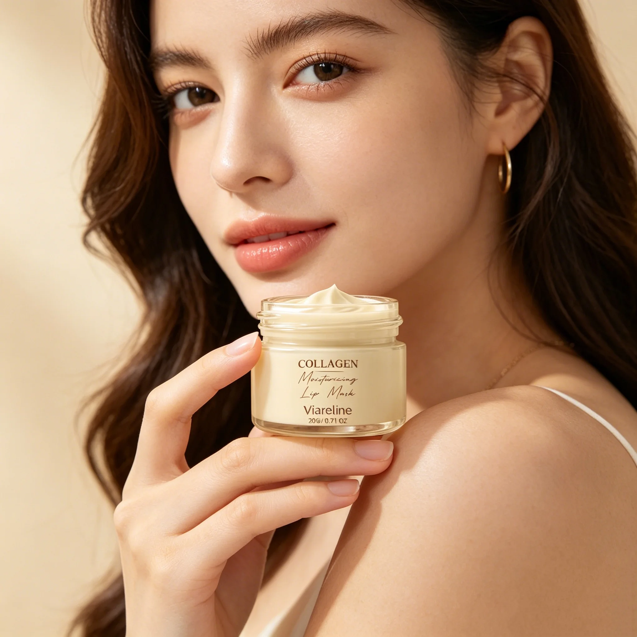 Lip Nourishing Cream Kits with Brush Moisturizing Anti-Cracking Relieves Fine Lines Base Makeup Lip Plumping Care Products Sets