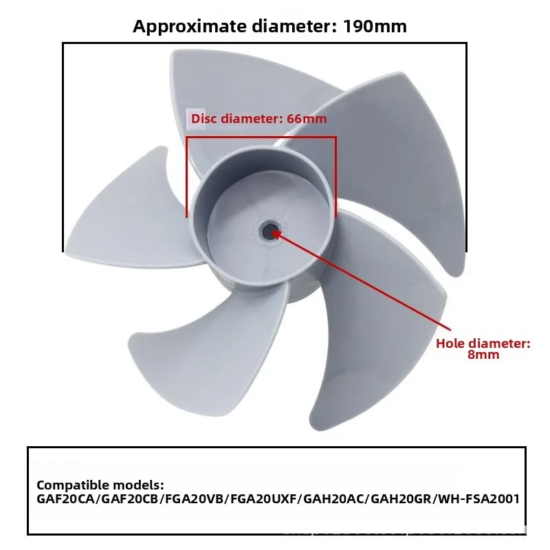 5-Blade Fan Blades For Midea GAF20CA FGA20VB Air Circulator Replacement Part 190mm Plastic Turbine Floor Fan Accessory