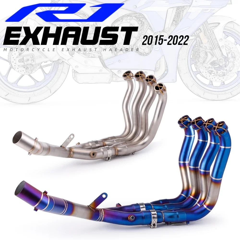 Motorcycle exhaust pipe modified stainless steel front section Slip on front link pipe for yamaha R1 2015-2023