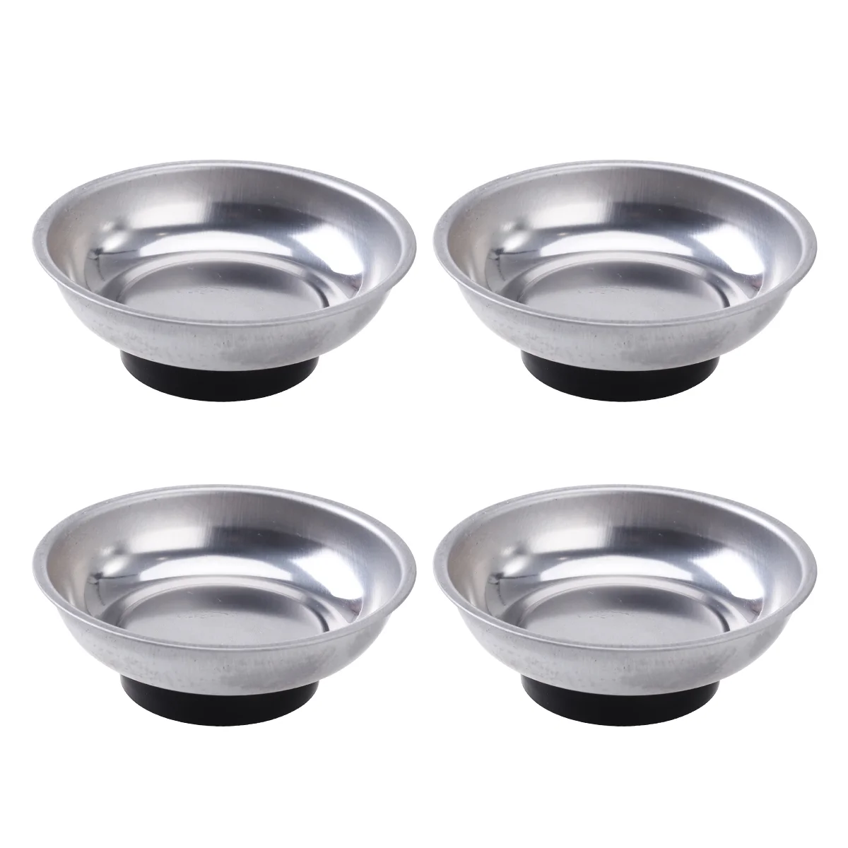 

4 Pcs Round Parts Bowl Tray Magnetic Circle Keyboard Stainless Steel Metal Holder