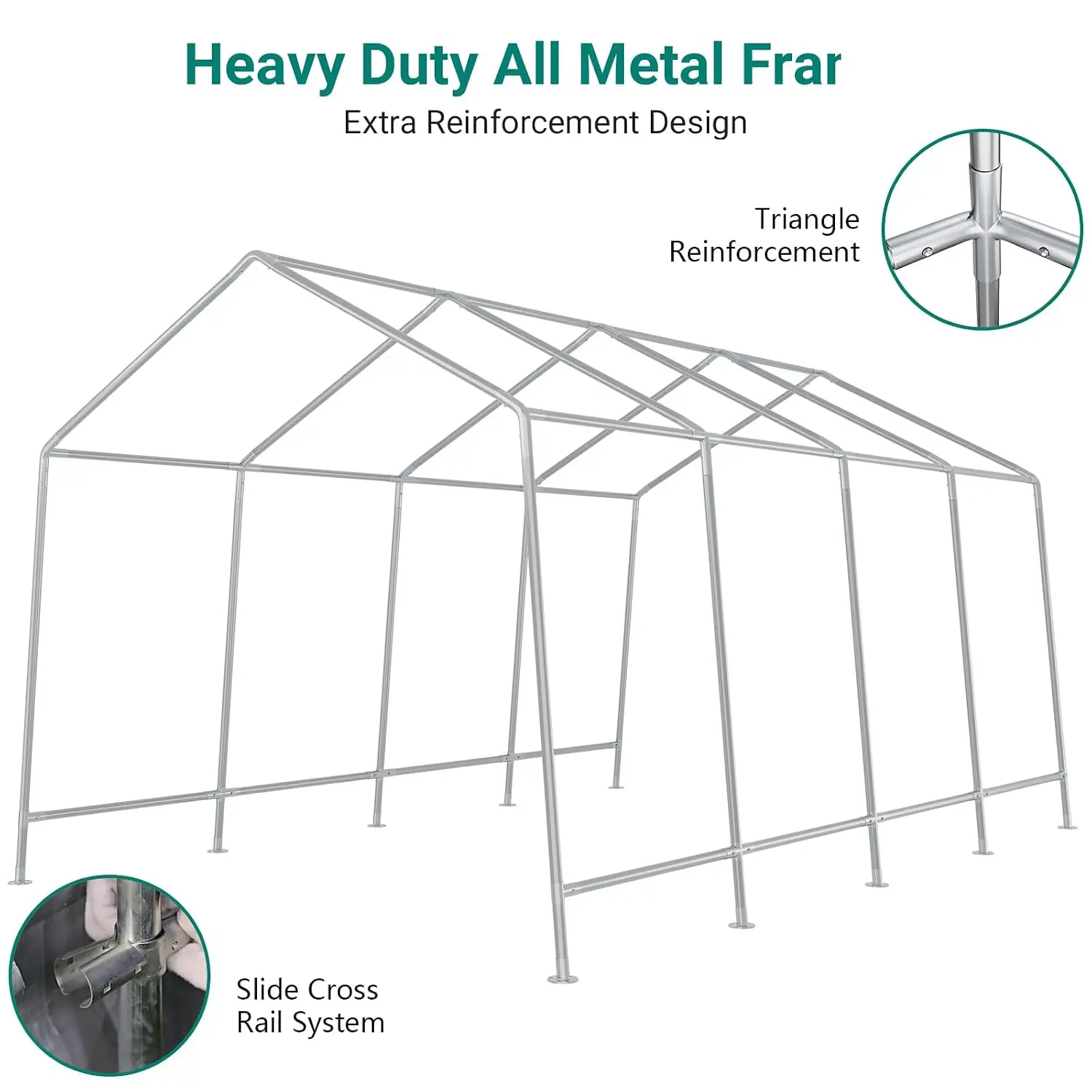 Heavy Duty Motorcycle & Bike Shelter, Waterproof UV-Resistant PE Canopy, Roll-Up Zipper Door, Outdoor Garage, 12x20, Customized