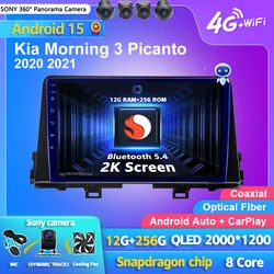 Android 15 Carplay Auto 2K Screen Car Radio Multimedia Video Player For Kia Morning 3 Picanto 2020 2021 2 din Autoradio Stereo
