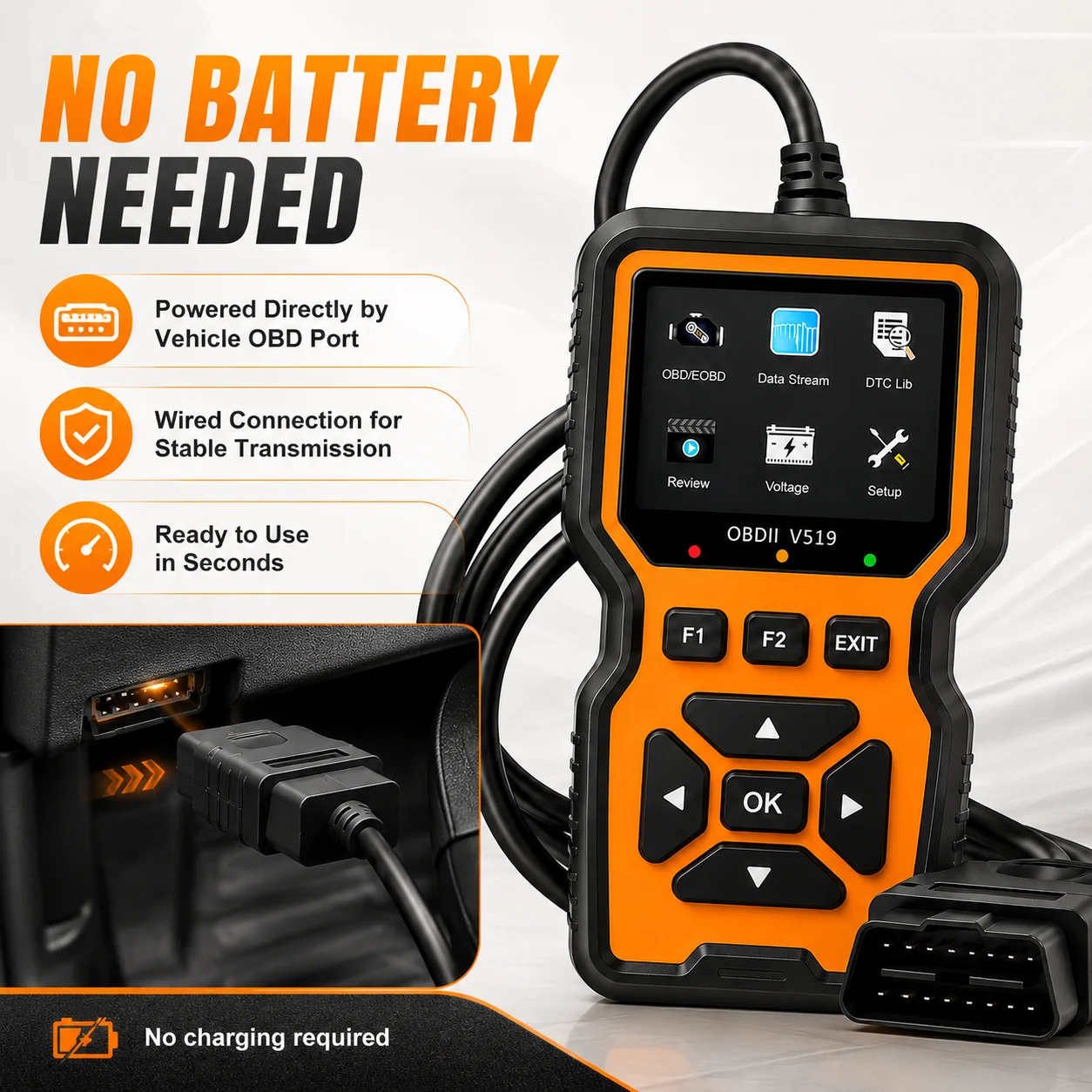 2026 New OBD2 Scanner, Silicone Button Car Diagnostic Tool, Engine Fault Code Reader & Eraser, Live Data Stream, I/M Readiness M