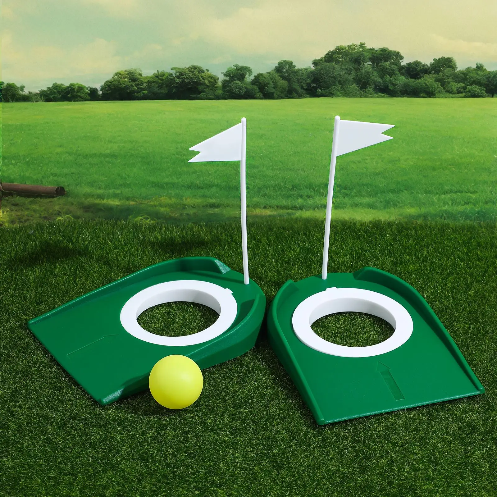 

2pcs Golf Putting Disc, Putting And Chipping Practice Device, Indoor And Outdoor Detachable Practice Device, Green Hole Cup