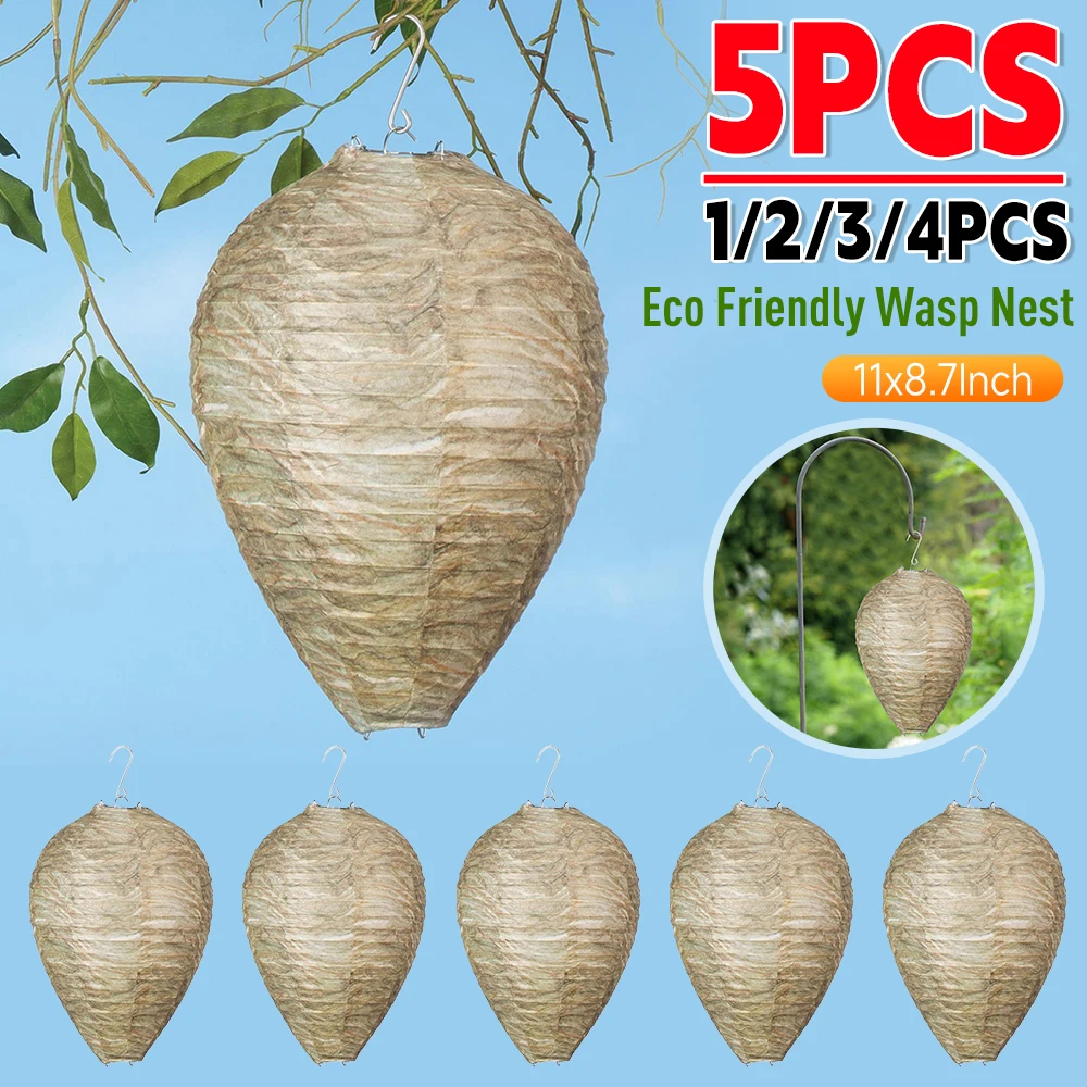 Wasp Nest 11x8.7inch Decoy Hornets Deterrents Non-Toxic Fake Nest Bee Decoy Beehive Lanterns Hanging Patio Garden Repellent Trap