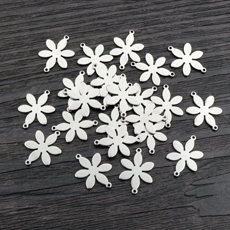 

20pcs 16x12mm 316 Stainless Steel Double Loops Cute Flower Charms Pendant DIY Jewelry Findings Connector for Necklace Bracelet