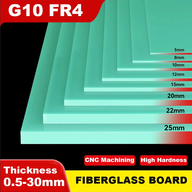 0.5/0.8/1/1.2/1.5/2/2.5/3/4/5/6/8-30mm Thick FR4 Fiberglass Board Green Insulation Board Corrosion Resistance Epoxy Resin Board