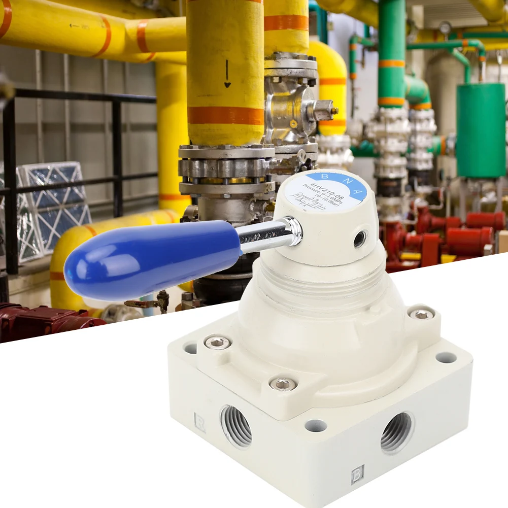 

4HV210-08 Воздушный клапан 4-ходовой, 2 положения, ручной рычаг прямого действия, 1/4 дюйма, пневматический клапан PT, ручной рычажный клапан