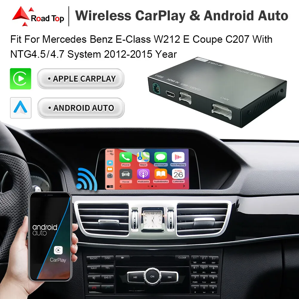 Wireless CarPlay Android Auto Interface for Mercedes Benz NTG4.5/4.7 C Class W204 E/ML/GL Class W212 C207 Retrofit Kit Decoder