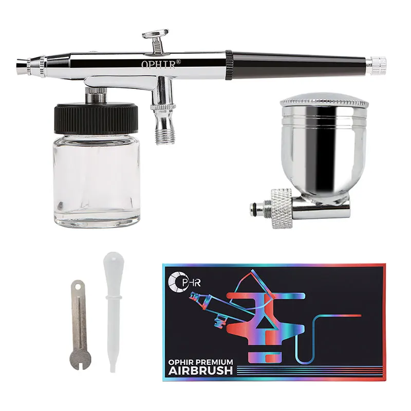 OPHIR Pro Dual-Action Airbrush Set 0.3mm Air Brush Painting for Craft Art Model Hobby Paint Tanning/Makeup Spray Gun _AC005