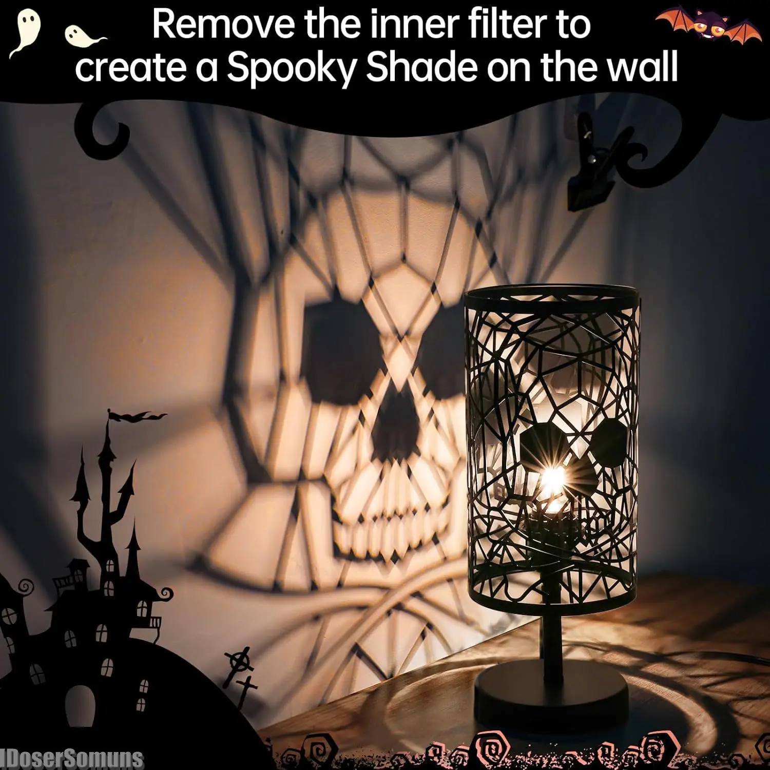 Horror Atmosphere Skeleton Table Lamp Touch Dimmable Room Decor Party Supply Skull Night Light Halloween Gothic Decoration Craft