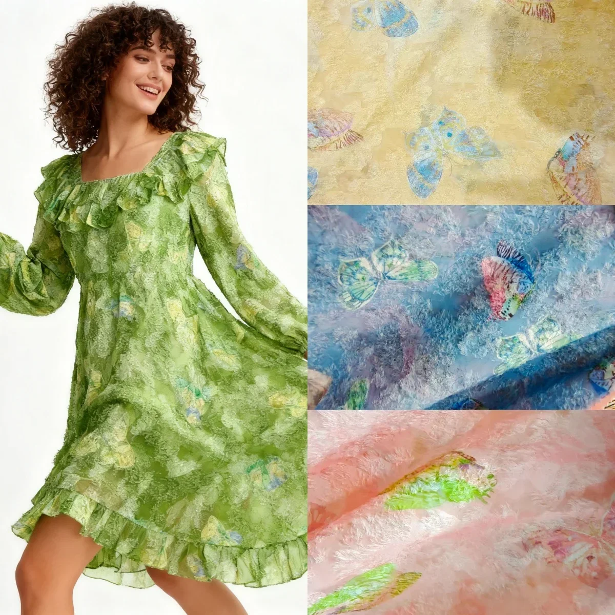 Tessuto jacquard di fascia alta con nappa a farfalla, abito a canotta cucito, costume di scena, abito da sera, tessuto decorativo per tende fai da te