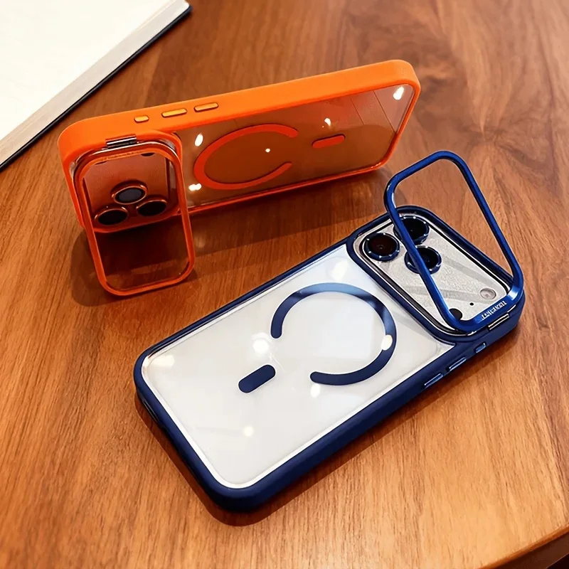 Luxuriöse Linsen-Metallhalterung Transparente Magnetische Hülle für iPhone 18 17 16 15 14 13 Pro Max für Magsafe Stoßfeste Klare Rückabdeckung – Detail 5