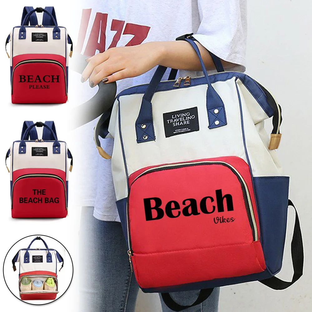 

Рюкзак для беременных ​ Новинка 2025, пляжная серия, многофункциональная дорожная сумка для мамы, подгузники, сумка для хранения бутылок с молоком и отделениями