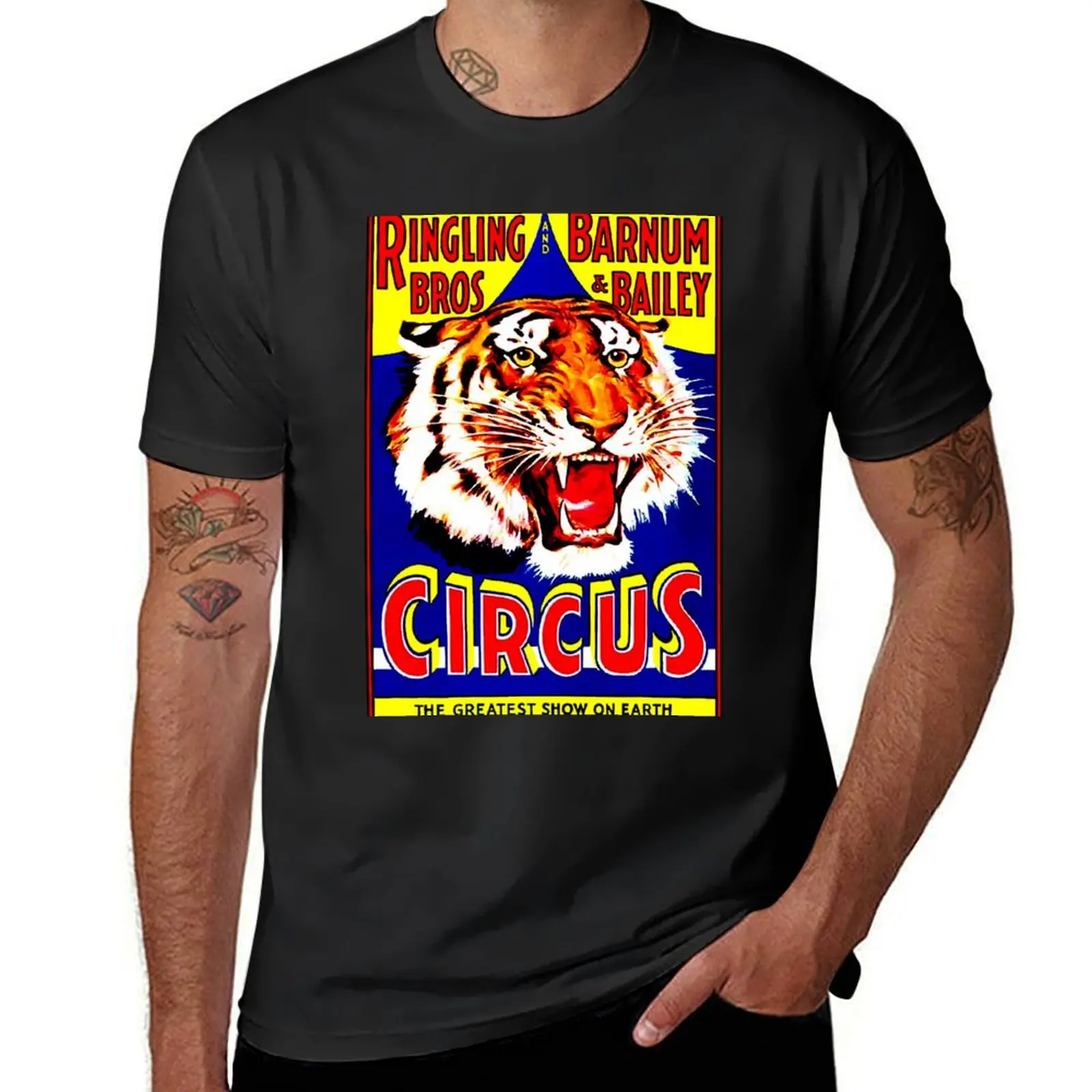 

RINGLING BROS. BARNUM and BAILEY : Vintage Circus Tiger Advertising Print T-Shirt oversizeds graphics plain t shirts men