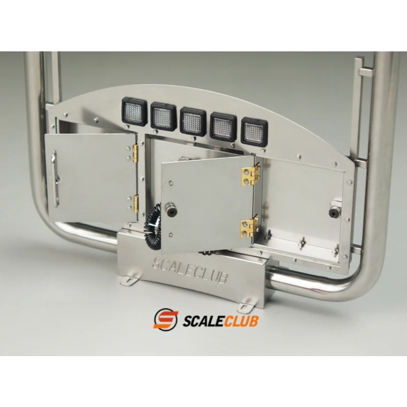 SCALECLUB chimenea de escape de Metal con lámpara para 1/14 Tamiya RC camión Tractor Scania Man Actros Volvo coche de juguete accesorios DIY modelos