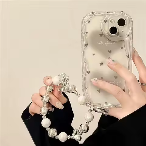 Pearl Bowknot Chain Case For Samsung Galaxy S24 S25 S23 Ultra S22 S21 Plus S20 FE S21 Ultra A13 A52 A32 A14 A34 A54 A24 4G Cover