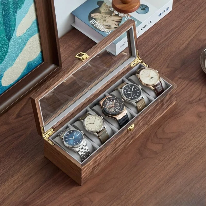 Solid Wood Watch Box Luxury Watches Organizer Boxes Dustproof Watch Collection Case 5/10 Slots Wrist Watches Display Cases