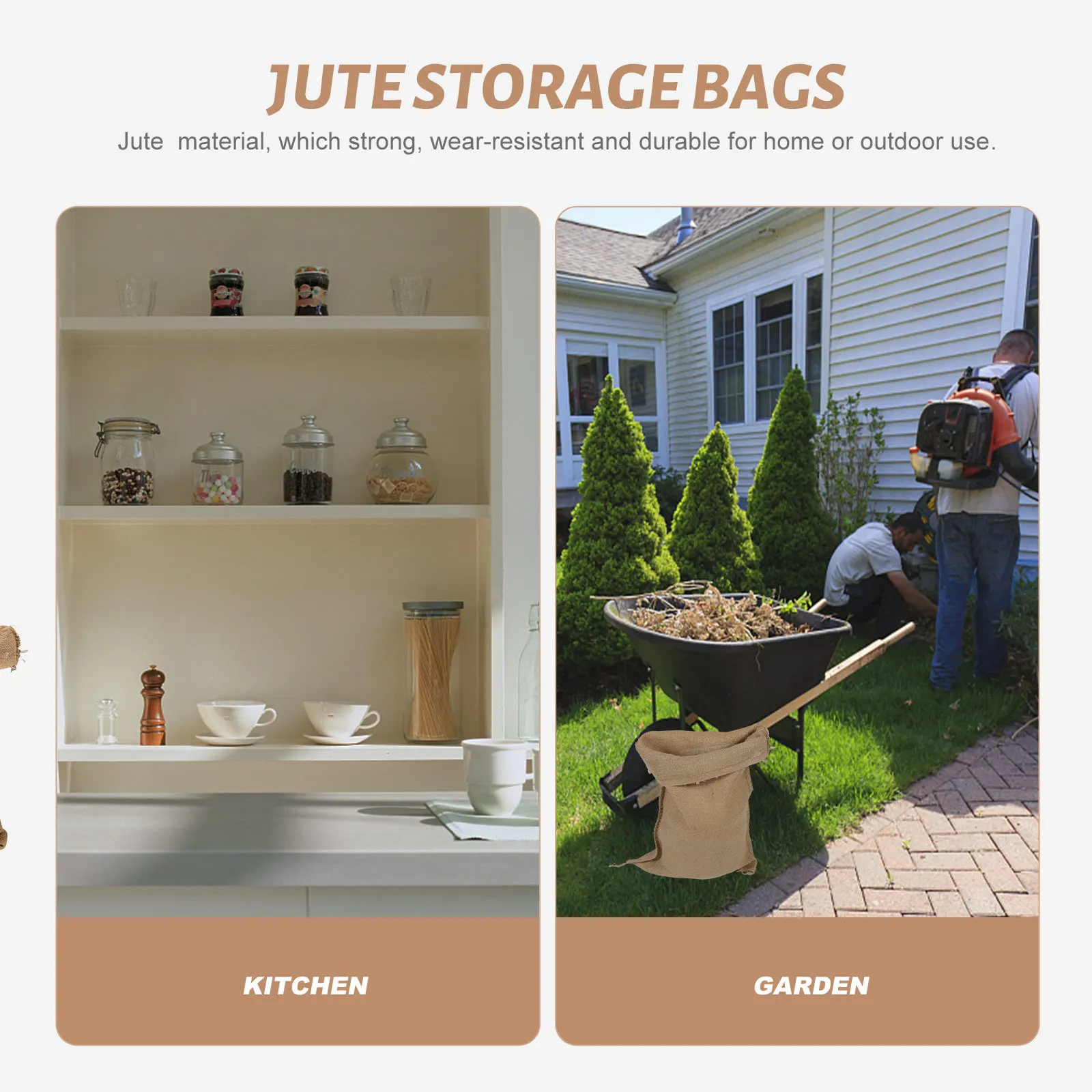3 قطعة كيس الجوت السميك حقيبة الخيش القابلة لإعادة الاستخدام لتخزين الرمل في الهواء الطلق حماية من الفيضانات سعة كبيرة أكياس الألياف الطبيعية #6