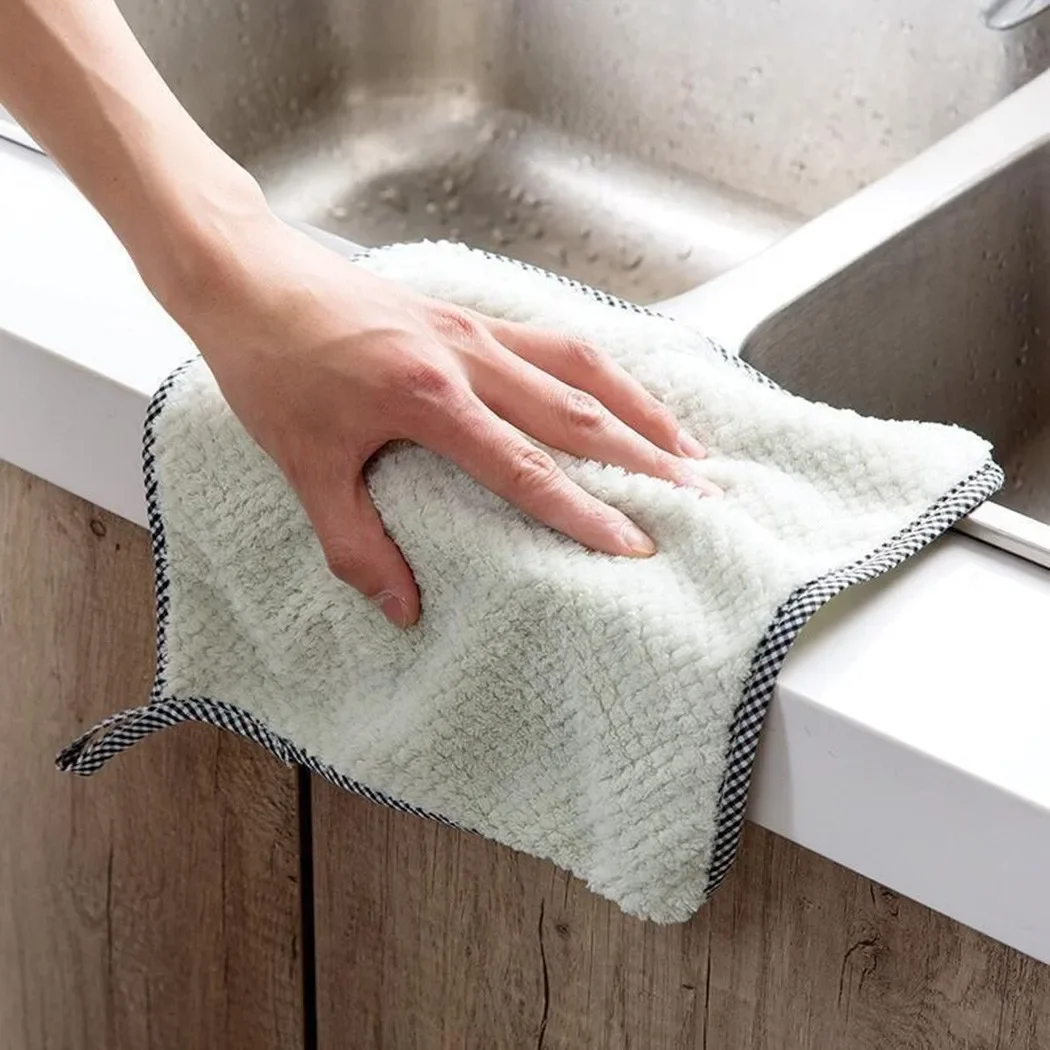 27.5×25cm Towel Cloth Hand Towel 4 Color Absorbent Merbau Solid Color Thicker Wash Table Towel Home Kitchen New