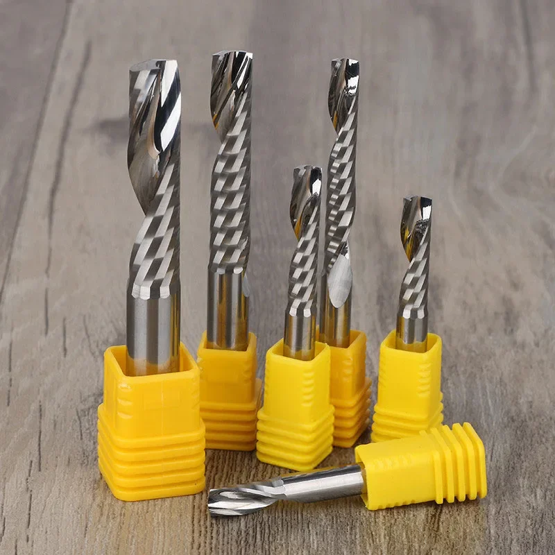 2Pc 3A Class CNC End Mill One Single Flute Spiral Cutter Tugster Steel Router Bit For MDF Carbide Milling Cutter PVC Wood Cutter