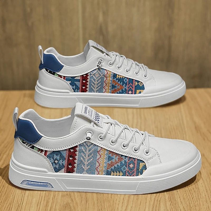 Men's Fashionable Casual Shoes, Spring and Summer White Shoes, Outdoor Board Shoes, Comfortable and Breathable Running Shoes