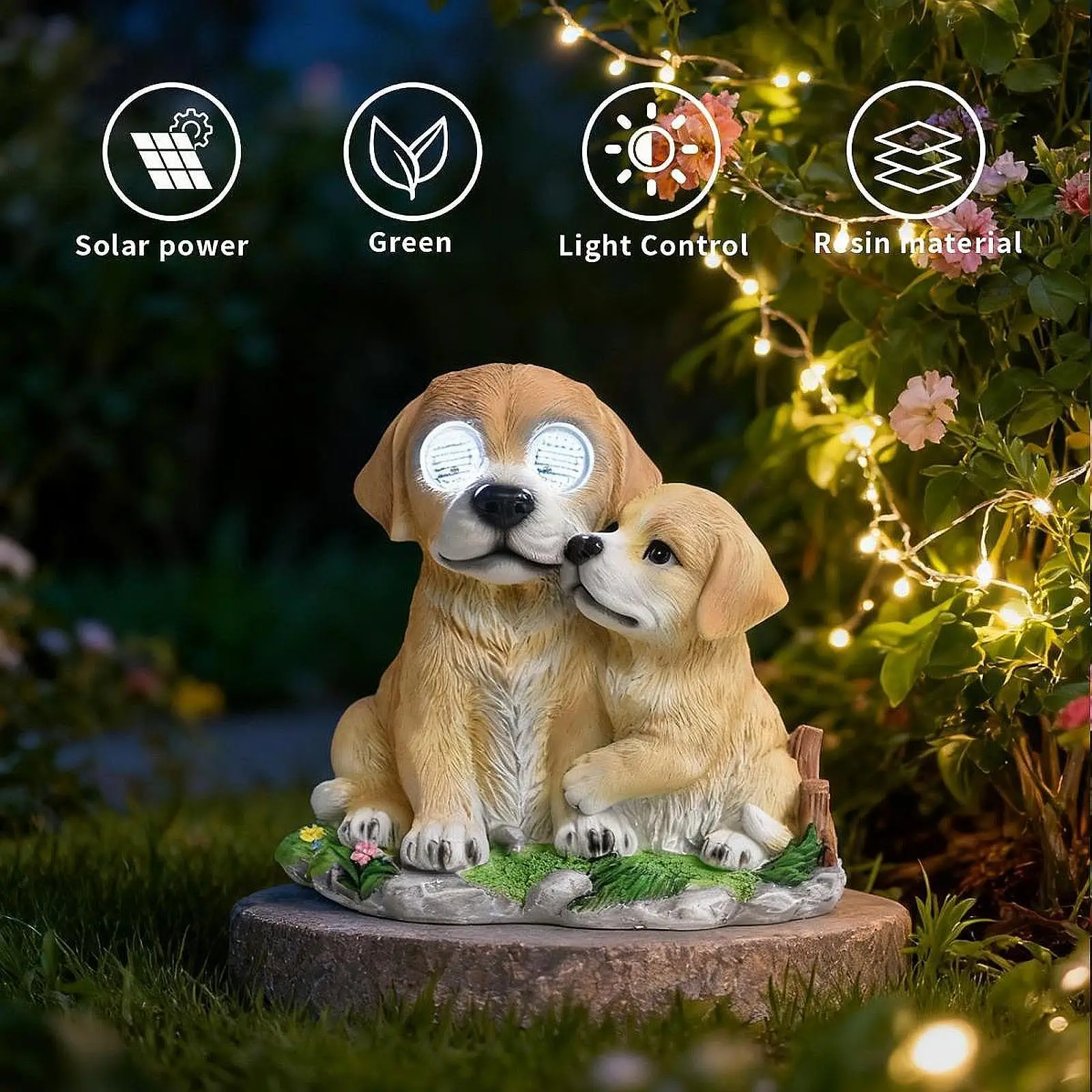 

Садовая собака, статуя солнечного света, наружное украшение с реалистичным движением глаз для двора