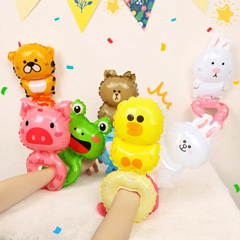 1Pc Cute Wrist Balloon for Birthday Party Decoration Rabbit Bear Cartoon Animal Balloon Pink Children's Toys Baby Shower