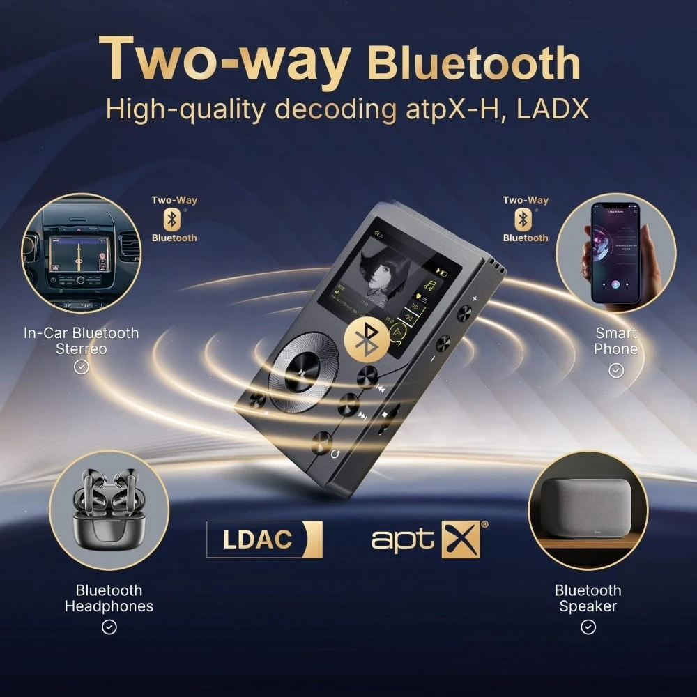 عرض ساخن - مشغل MP3 F20 HiFi مع Bluetooth5.2، مشغل موسيقى صوت رقمي عالي الدقة DSD بدون فقدان، محمول عالي الدقة #4
