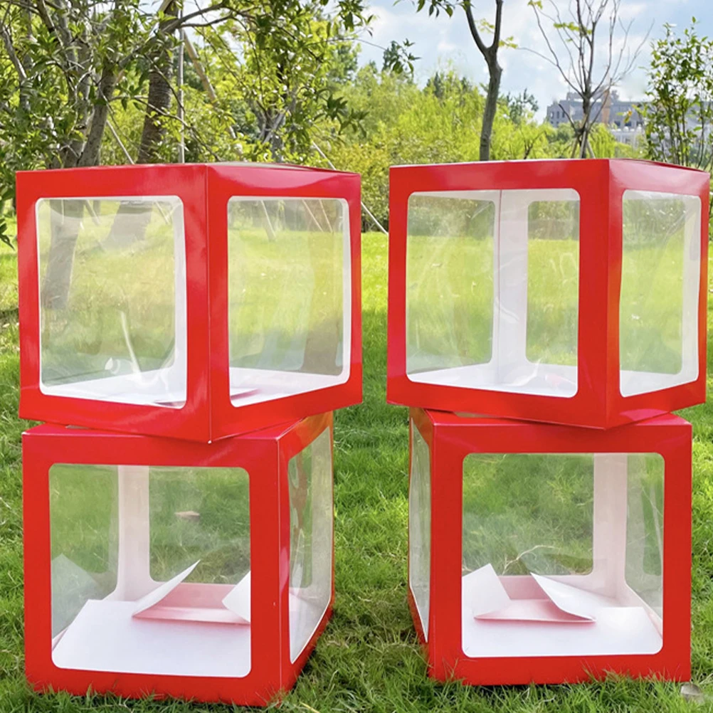 

4pcs Boxes Party Favors Wedding Birthday Decoration Box Display Holders Storage Cases Transparent Paper Balloon Box Ornament