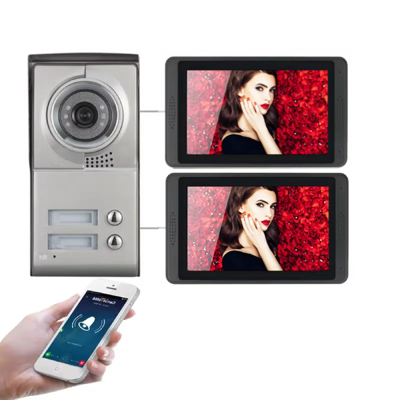 

7" Tuya Smart Home Video Intercom System 2-3 Units WiFi Touch Screen Door Entry Phone Access with 1080P Wired Doorbell Camera