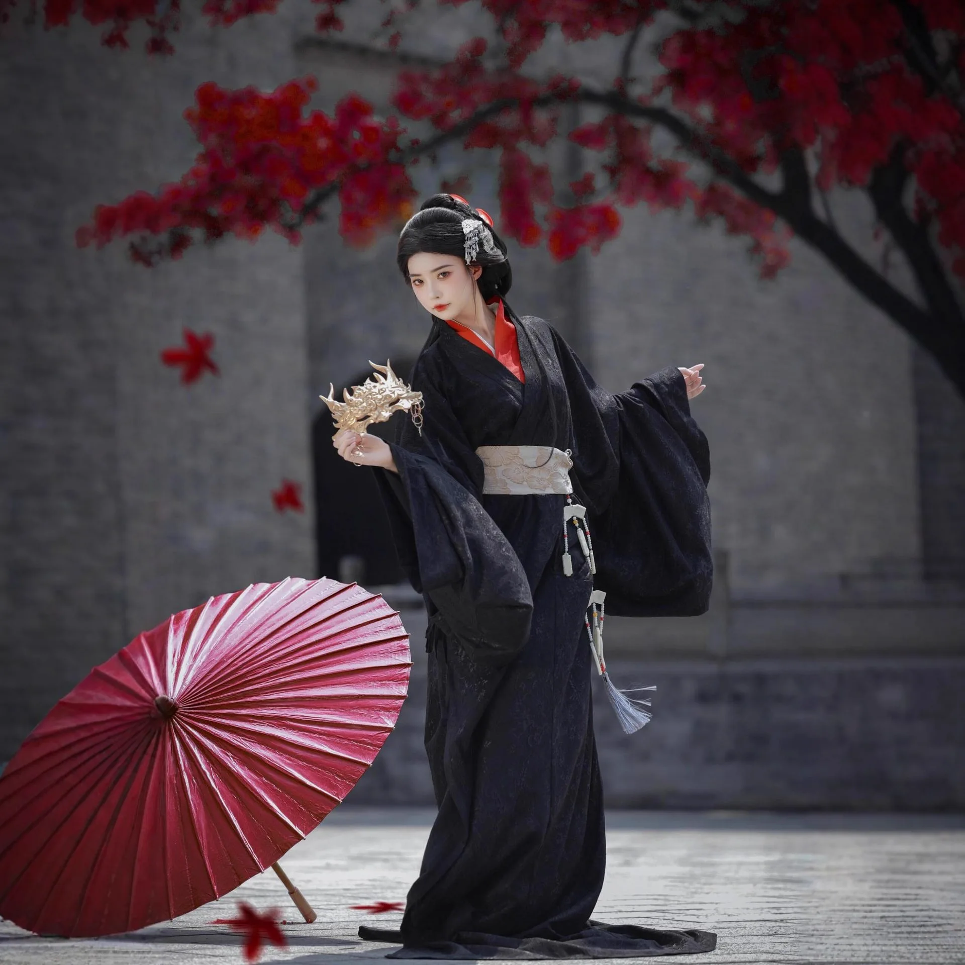 

Fall/Winter Hot-Selling Black Lace Ancient Style Han Chinese Clothing Wei Warring States Collar Daily Men Women Costume Suit