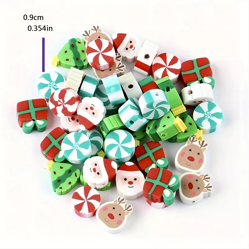 50/100PCS 9MM Mixed Colour Polymer Clay Beads DIY Christmas Loose Spacer Beads For Making Women Jewelry Accessories image 2