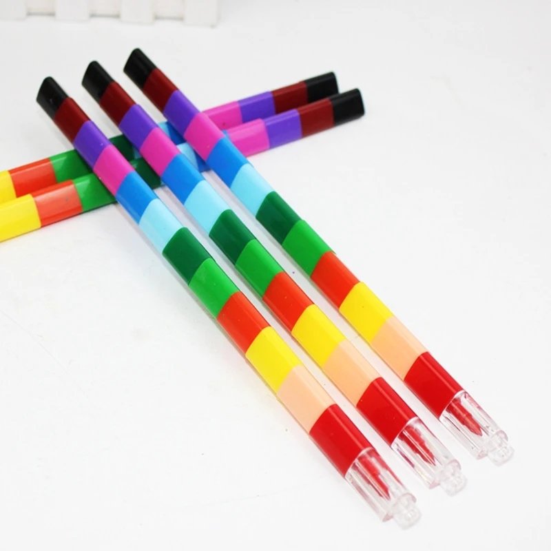 DXAB 5Pcs Painting Stitching Crayon Building Blocks Kid Color Crayon Stackable Crayon for Kids Detachable Crayon Set
