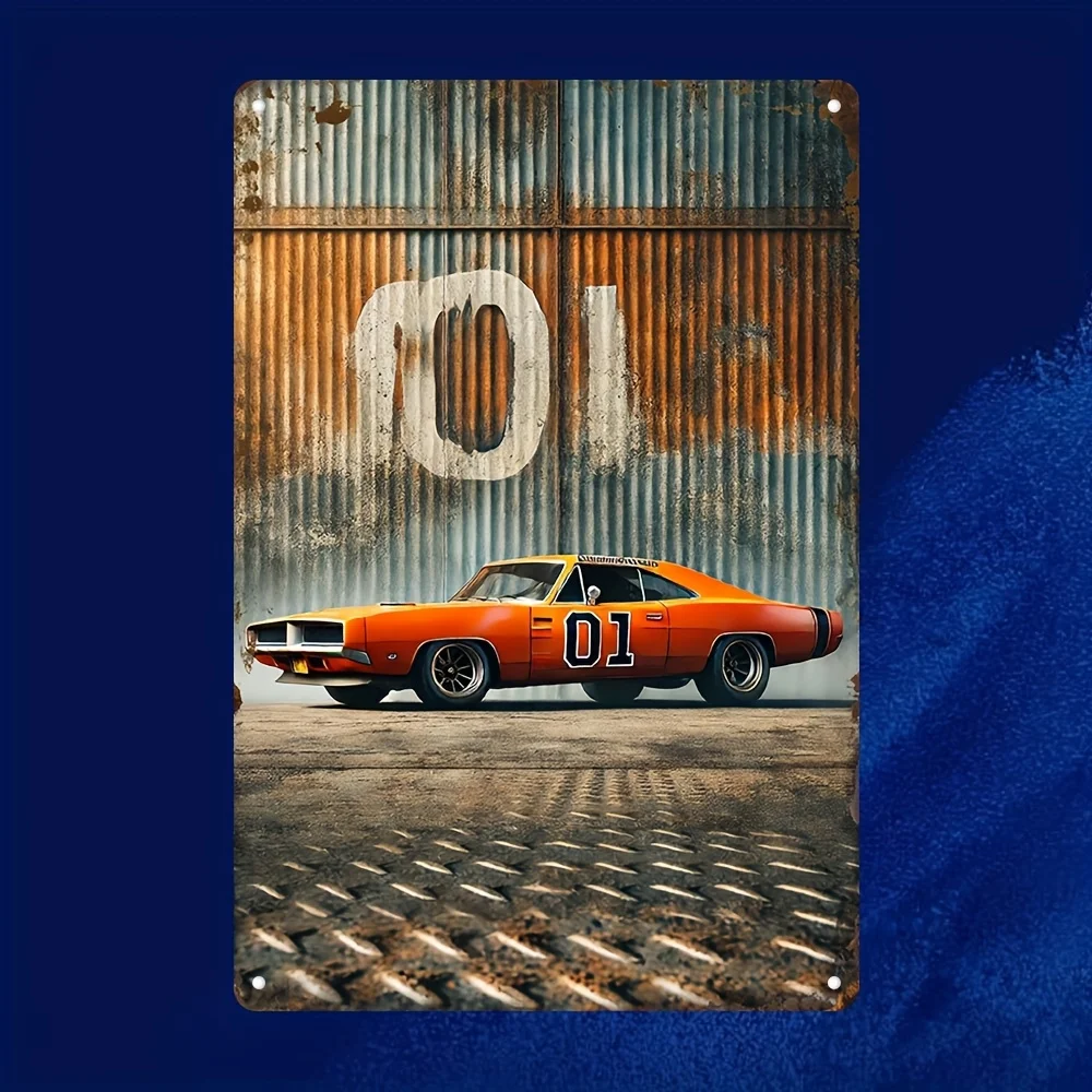[Encanto vintage] Letrero de metal para automóvil clásico vintage "General Lee", tema muscular retro americano, arte de pared de aluminio para garaje, bar,