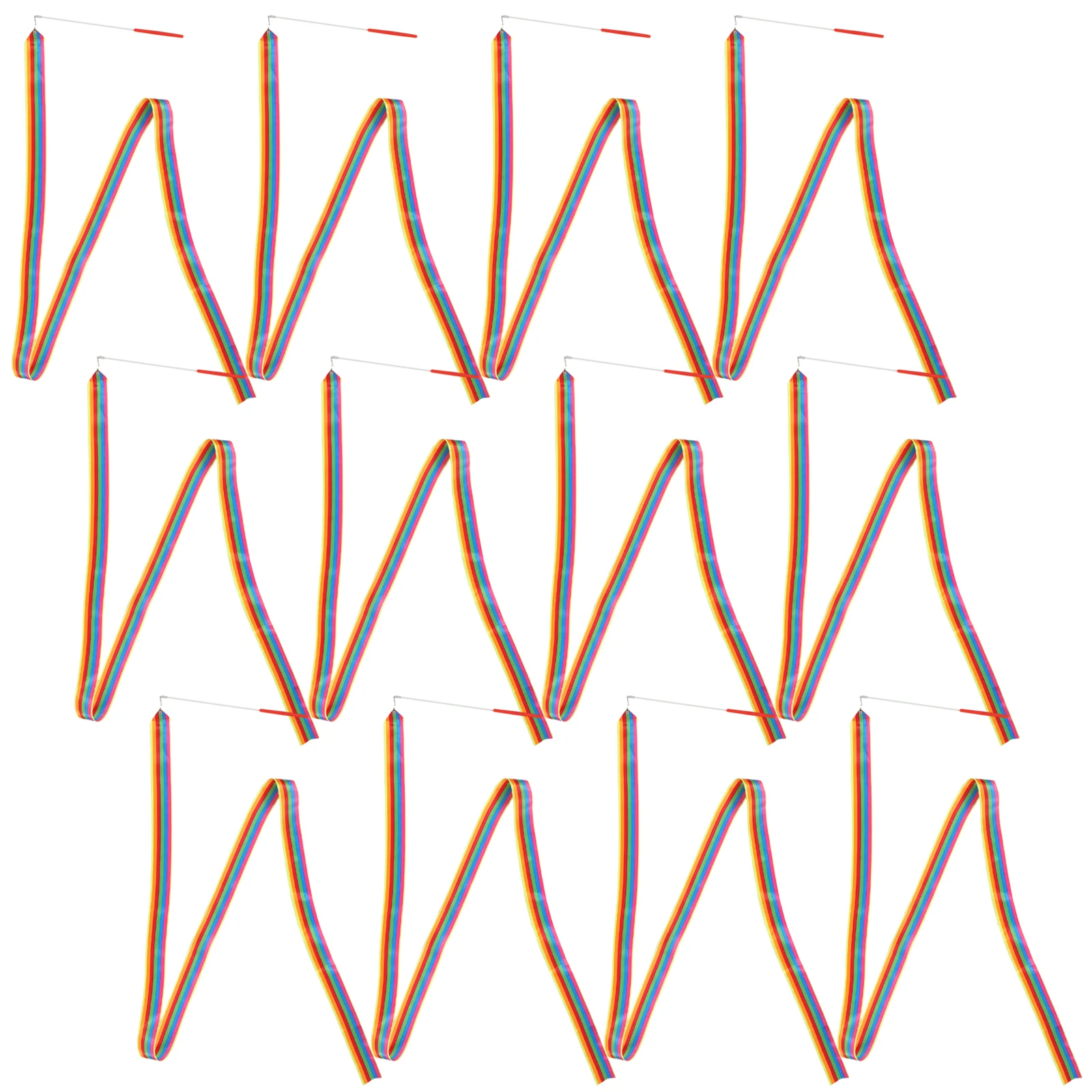 

12Pcs Rainbow Gymnastics Dance Performance Ribbons Long Twirling Streamers Birthday Party Dance Ribbon Sticks