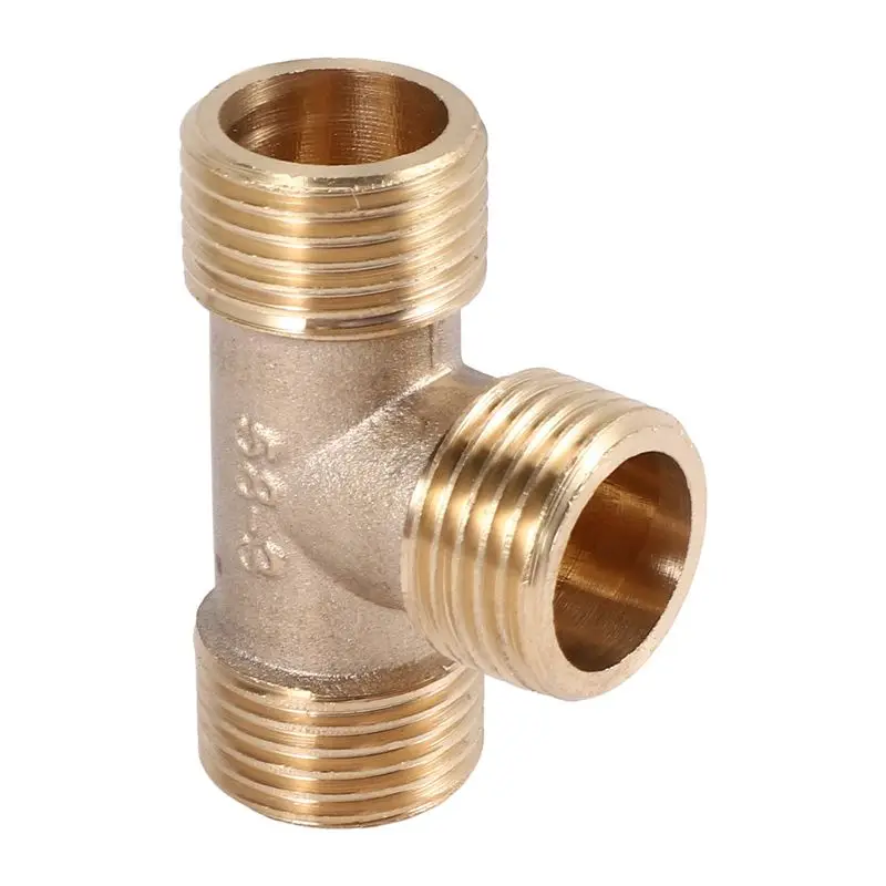 Y51A-Brass T Shape Water Fuel Pipe Equal Male Tee Adapter Connector 1/2
