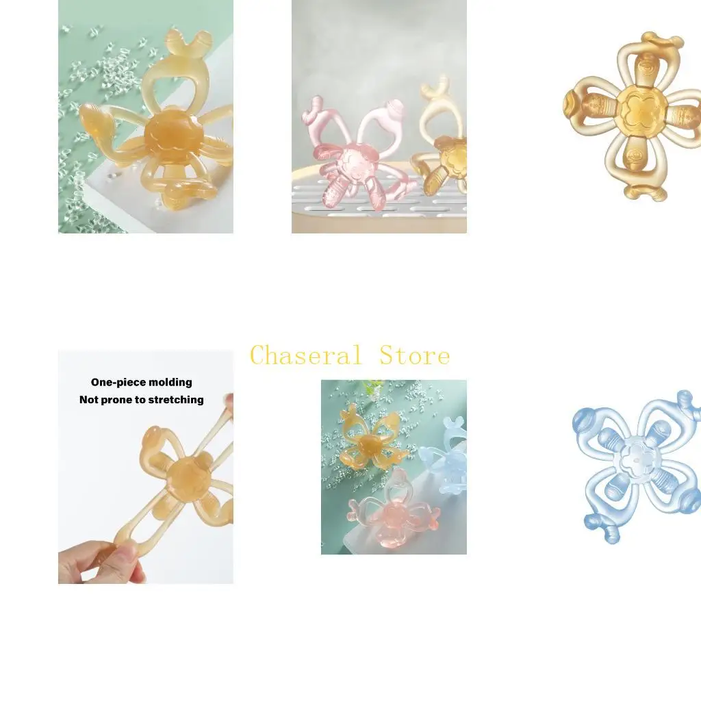 

E7CE Силиконовый детский прорезыватель с лепестком, жевательная игрушка для прорезывания зубов у ребенка средней длины