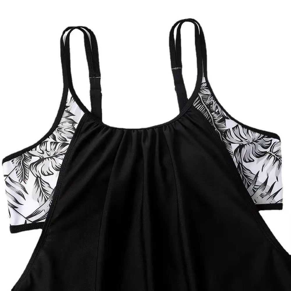 

Консервативный двухсекционный купальник, новинка 2023, однотонные трусы, закрывающие живот, дизайн с ремешком для купания, идеально подходит для плавания и фитнеса