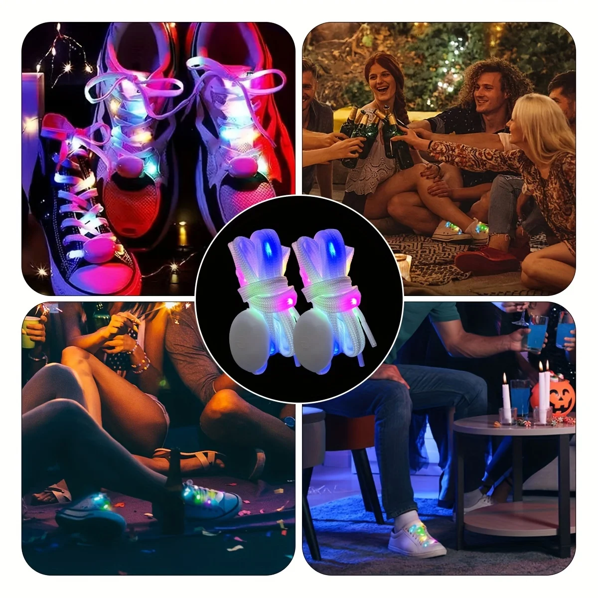 1 Pairs Light Up Shoe Laces Nylon LED Shoelaces Flashing LED Shoelaces with 3 Modes Flashing Shoelaces Glow in The Dark Party