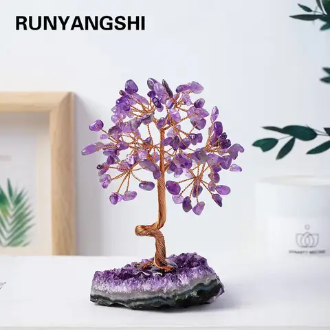 1pc Natural crystal stone Amethyst Quartz Amethyst Crystal Cluster Specimen Lucky tree Healing Christmas decorator