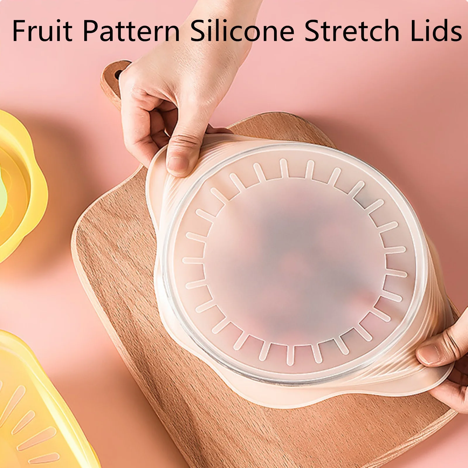 Silicone Stretch Lids Set for Food Storage, 6 PCS of Fruit Pattern Food-grade Sealing Covers for Fresh-keeping