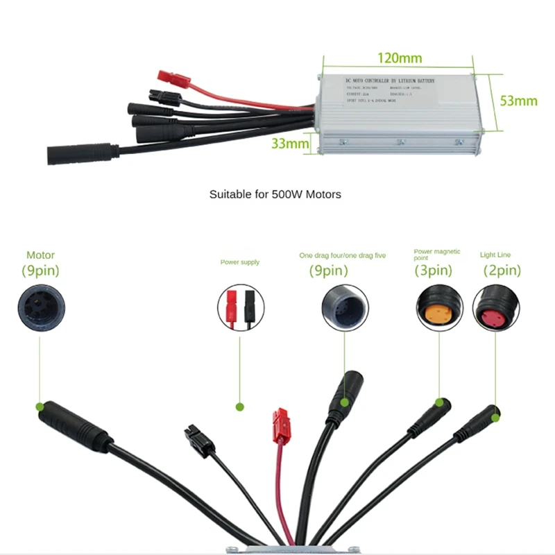 JN22A Controller Kit Electric Bicycle Controller SW900 Display Sine Wave Controller 36/48V 22A 500W